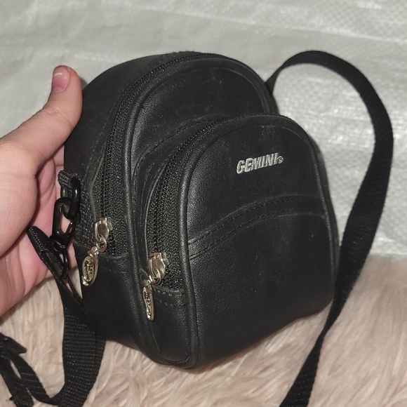 Other - Black mini leather cross body bag, mini backpack crossbody bag